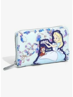 Loungefly Disney Alice In Wonderland Alice & Dinah Floral Sequin Wallet - BoxLunch Exclusive