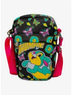 Boxlunch Disney Bambi Thumper Thumpin Retro Pose Floral Collage Cross Body Bag