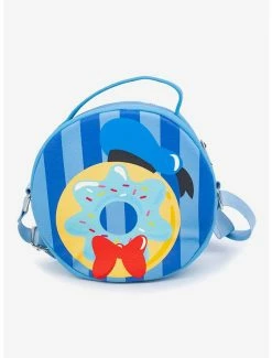 Boxlunch Disney Donald Duck Donut Dessert With Stripes Cross Body Bag
