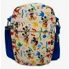 Boxlunch Disney Mickey Mouse Action Poses Confetti Collage Cross Body Bag