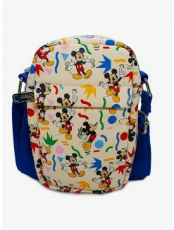 Boxlunch Disney Mickey Mouse Action Poses Confetti Collage Cross Body Bag