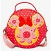 Boxlunch Disney Minnie Mouse Bow And Ears Donut Dessert With Polka Dot Cross Body Bag