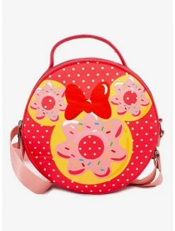 Boxlunch Disney Minnie Mouse Bow And Ears Donut Dessert With Polka Dot Cross Body Bag