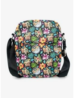 Boxlunch Star Wars The Mandalorian Baby Yoda Poses Floral Collage Cross Body Bag