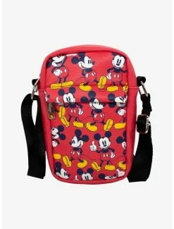 Boxlunch Disney Mickey Mouse Standing Poses Vegan Leather Crossbody Bag
