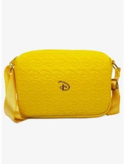 Boxlunch Disney Signature D Debossed Yellow Vegan Leather Crossbody Bag